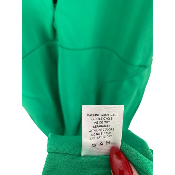 L'academie Vero Midi Cutout Halter Dress Parrot Green Womens Size Medium READ - Picture 12 of 15